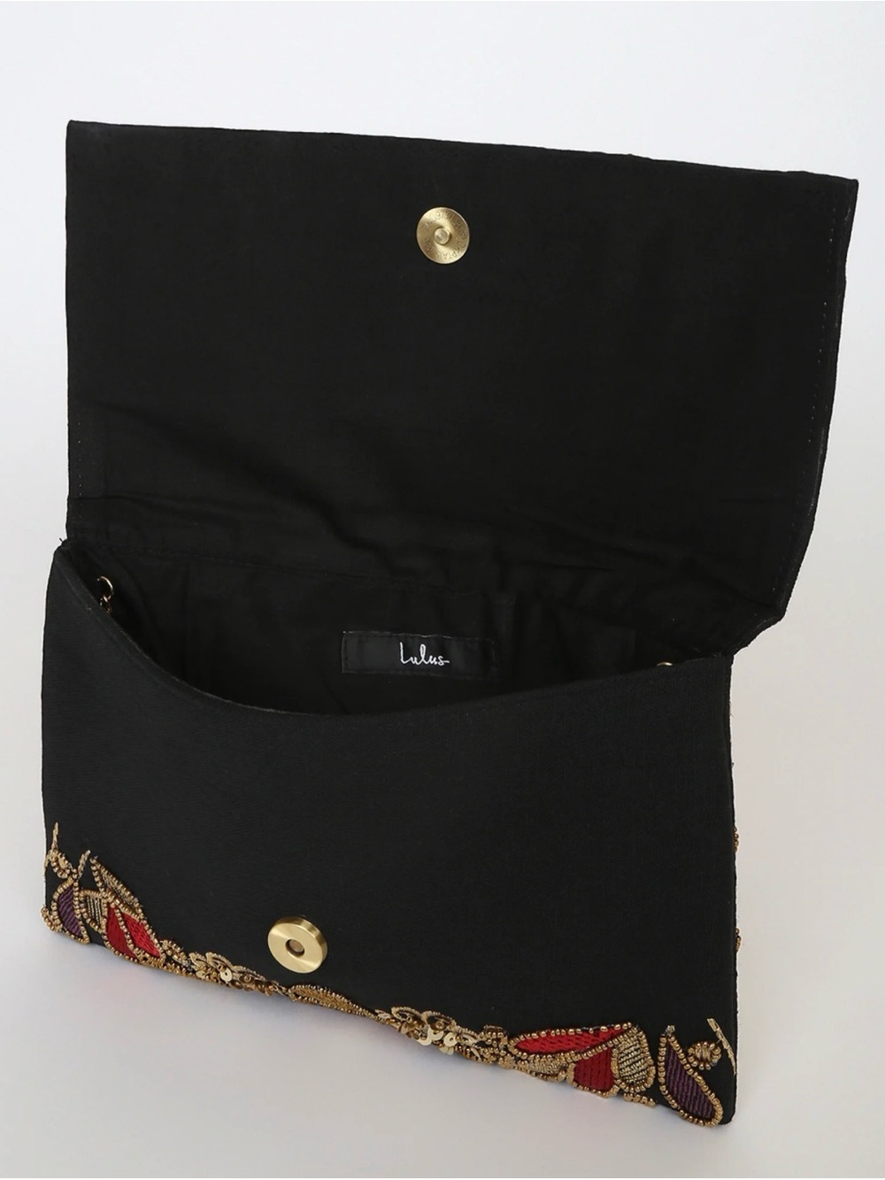 Lulus Beaded Embroidered Floral Clutch Crossbody Evening Bag - Picture 3 of 5